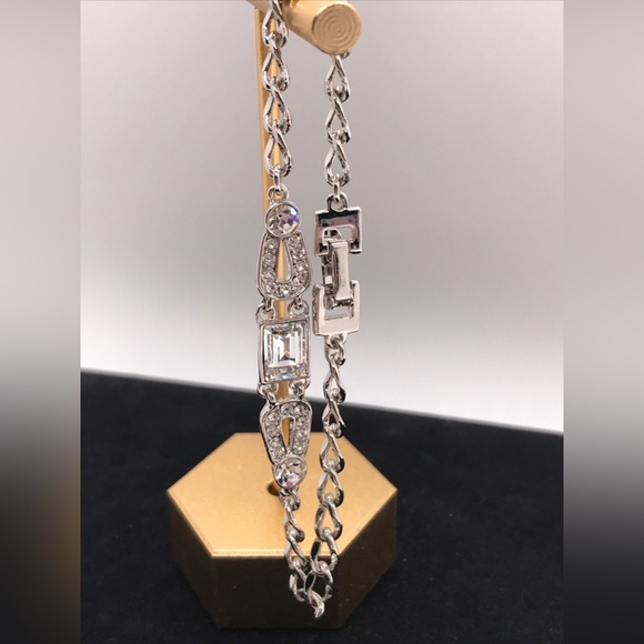 Givenchy Silver-tone Bracelet faceted Bezel Set Crystals Sparkling Bracelet - Picture 2 of 9